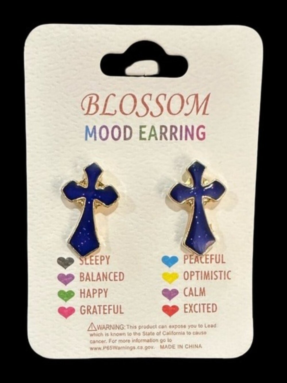 Blossom Mood Cross Earrings Changes Color with Moods NEW